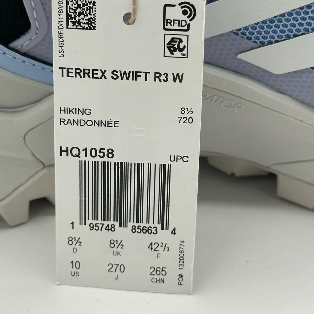 Women’s Adidas Hiking Shoes Size 10 Terrex Swift R3 Blue Dawn HQ1058 New - Picture 9 of 9